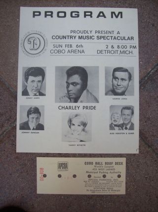 Country Music Program Detroit Cobo Arena Charley Pride Tammy Wynette,