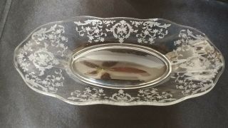 Vintage Fostoria Navarre Etched Clear Crystal Fluted Oval Serving Dish - 11 - 3/4 "