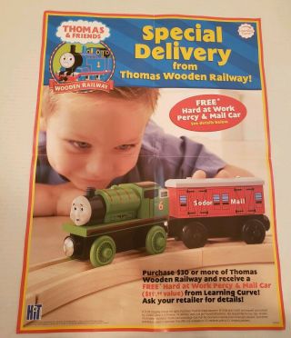 Rare Thomas Wooden Railway Promotional Advertisement Hard At Work Percy Poster