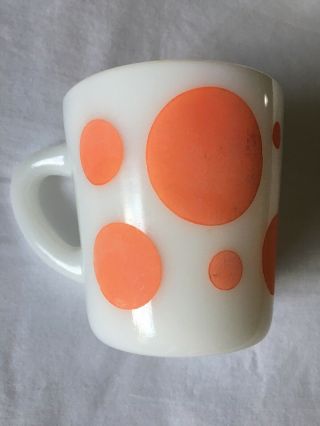 Ultra Rare Vintage Polka Dot Hazel Atlas Mug Orange Coffee Great