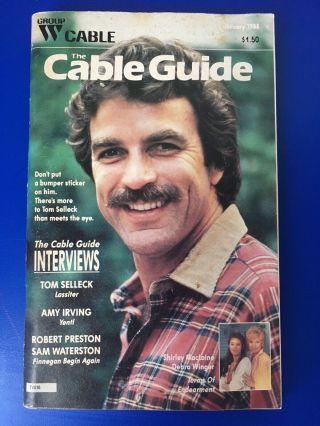 Vintage Group W Cable Tv Guide.  Tom Selleck February 1985