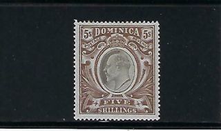 Dominica Scott 34 1903 Edward Vii - 5 Shillings Wmk 1 - Hinged