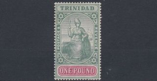 Trinidad 1896 - 1906 Sg 124 £1 Green & Carmine Lmh Cat £200 Lightly Toned