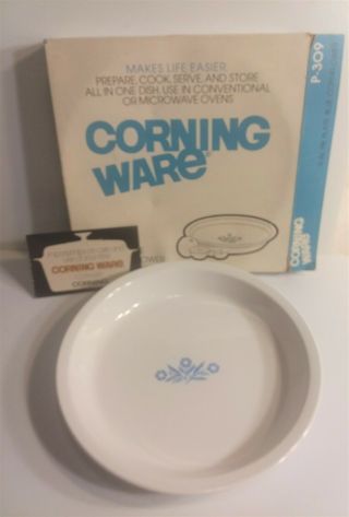 Corning Ware 9 " Blue Cornflower Pie Plate & Box P - 309