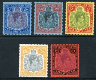 Bermuda 1938 - 53 2/ - To £1 (5v) Fine Mh Sg Cat £216 As Cheapest Versions (i)