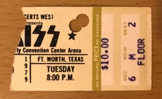 1979 Kiss Dynasty Tour Fort Worth Concert Ticket Stub Ace Frehley Paul Stanley