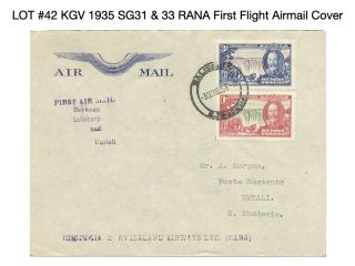 Southern Rhodesia 1935 Kgv Sg31 & 33 Jubilee Rana First Flight Cover Cover