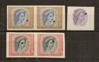 Rhodesia & Nyasaland 1954 - 56 Imperf Plate Proof Pairs 2/ - & 2/6 Sg11/12,  Vignett