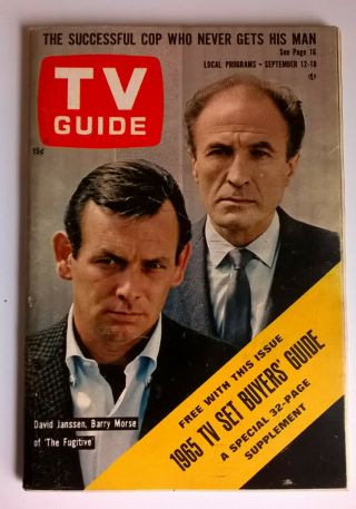 The Fugitive Sept 12,  1964 Tv Guide David Janssen Barry Morse