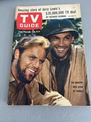 Tv Guide June 15 - 21 1963 Combat Vic Morrow Jerry Lewis - St Lawrence Edition