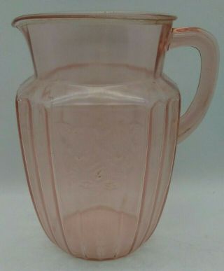 Mayfair Open Rose Pink Depression Glass 8 " Pitcher 60 Oz Water Drink Pitcher 30s