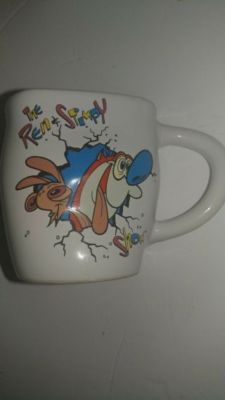 1992 Dakin Nickelodeon Ren And Stimpy Back Show Ceramic Coffee Mug Cup
