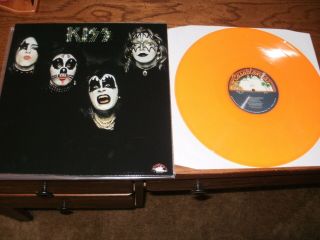 Kiss Debut Lp Orange Vinyl Gene Simmons Paul Stanley Ace Frehley Peter Criss