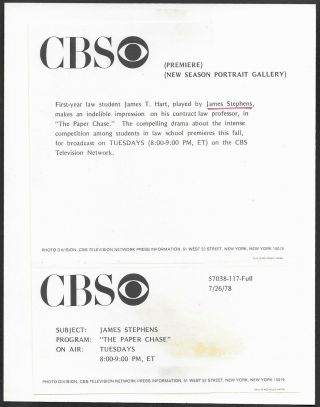 The Paper Chase James Stephens 1978 CBS TV Photo Harvard Law 2