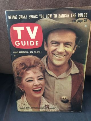 November 25 - December 1,  1961 Tv Guide Gunsmoke James Arness Ohio/ Penn Issue