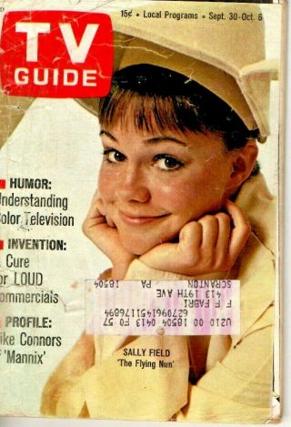 Vintage - Tv Guide Sept 30 1967 - Sally Fields - The Flying Nun - Very Good