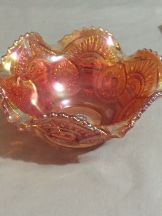 Vintage Imperial Marigold Carnival Glass Bowl In The Twins Pattern