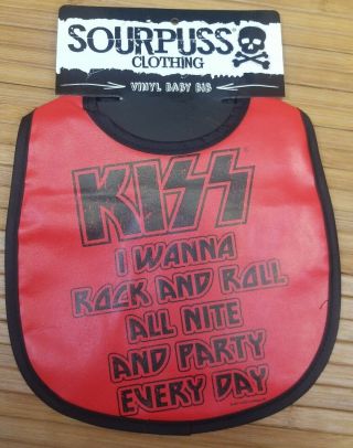Kiss Band I Wanna Rock And Roll Vinyl Baby Bib By Sourpuss Clothing Gene Simmons