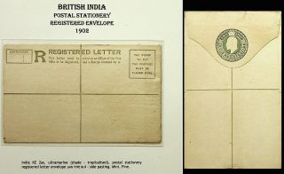 Edward India 1902 2as Regd Letter Ps Jain Rl 4 Scarce