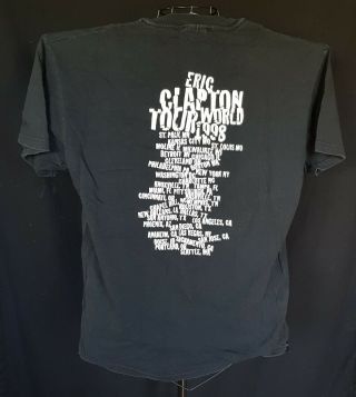 Vintage Eric Clapton 1998 World Concert Tour T - Shirt Black Size Large 2