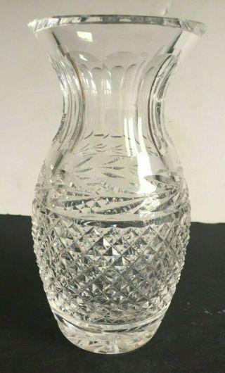 Vintage Glandore Waterford Crystal Cut Glass Vase 7 " Tall