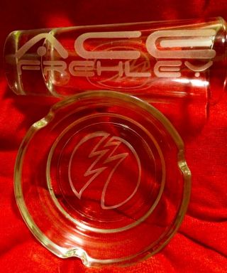 Ace Frehley Kiss One Of A Kind Ashtray And Shot Glass Engraved Space Men