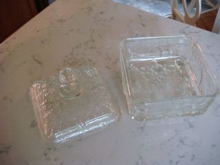 Vintage Tiara Idiana Glass Honey Bee Hive Candy Dish CLEAR 2