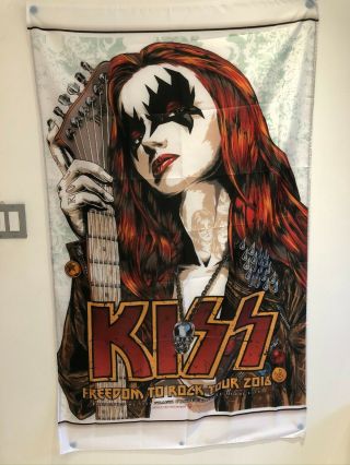 Kiss Freedom To Rock Tour 2016 Poster Flag Fabric Wall Tapestry 3x4 Feet Banner