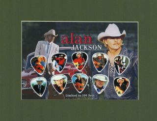 Alan Jackson Matted Picture Guitar Pick Set Remember When Country Boy I 