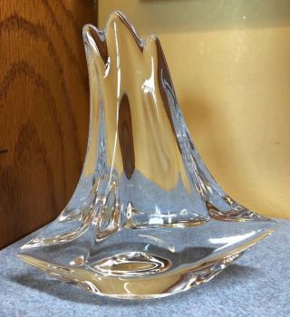 Daum France Crystal Ship Signed Flawless 4 " Tall