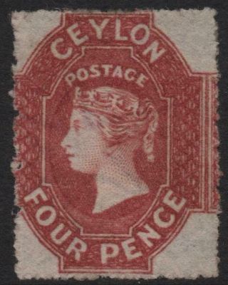 Ceylon: 1861 - 1864 - Sg 30 - 4d Rose - Red No Gum Example - Cat £600 (32358)