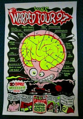 Limp Bizkit Reel Big Fish Social Distortion 1997 Wa Warped Tour Concert Poster