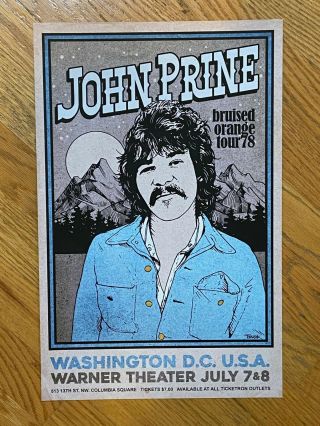 John Prine Framed Poster July 7 8 1978 Washington Dc Live Tour Promo Show Print