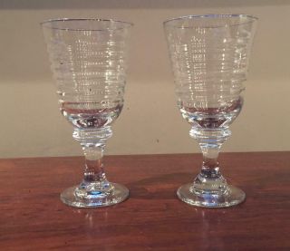 Vintage Libbey Glass Goblets Sirrus Horizontal Rings Clear Set Of 2