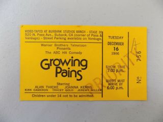 Growing Pains Ticket Alan Thicke Kirk Cameron Joanna Kerns Abc Tv 1986 Htf Rare