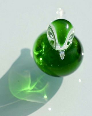 Vintage Retro ?Murano green and clear glass bird paper weight ornament 2