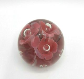 Vintage Pink Trumpet Flowers Bubbles Paperweight