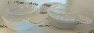 Set Of 2 Corning Ware White Grab It Bowls P - 150 - B & Glass Lids P - 150 - C Pyrex 18