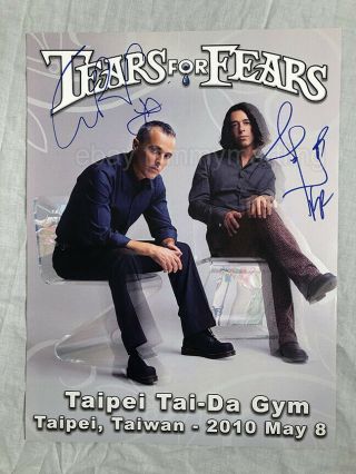 Tears For Fears Autographed Concert Poster 2 Taipei Taiwan 2010 - Rare - Orzabal