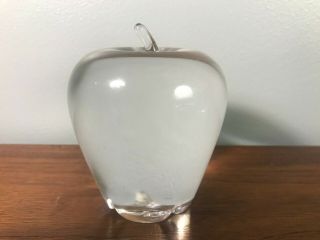 Vintage Lead Crystal Apple Paperweight Signed Tiffany Style