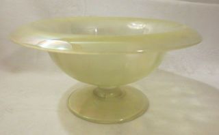 Vintage Yellow Carnival Stretch Glass Rolled Rim Footed Bowl Fenton? 9 1/2 "