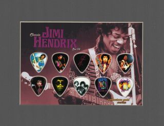 Jimi Hendrix Matted Picture Guitar Pick Collector 
