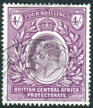 British Central Africa - 1903 - 4 4/ - Dull Bright Purple.  A Fine Example Sg 64