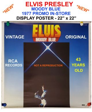 Elvis Presley Moody Blue Promo Poster Vintage 22x22 Rare 1977 Rca