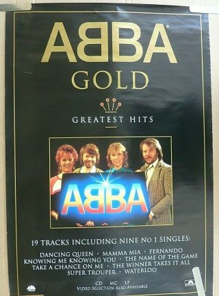 Rare Abba Gold Greatest Hits 1992 Vintage Music Store Promo Poster