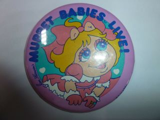 Muppet Babies Live Souvenir Pin Badge Button Vintage Baby Miss Piggy 1986 Rare
