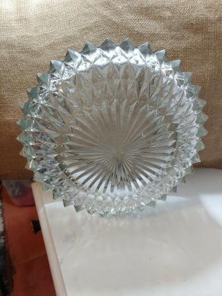 Vintage Retro Heavy Crystal Cut Glass Serving Bowl Silver Plate Rim 8.  5 