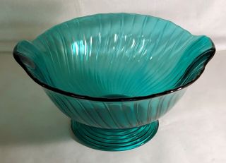 Jeannette Ultra Marine Swirl 10 1/2 " Footed Console Bowl