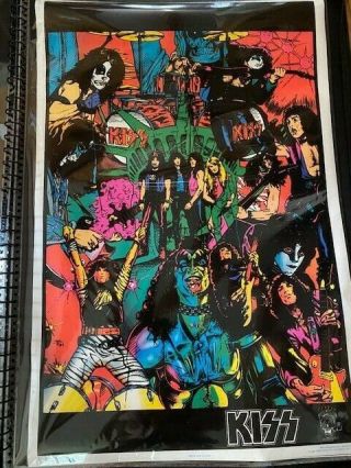Kiss Blacklight Poster Eric Carr Gene Simmons Ace Frehley Peter Criss