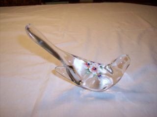 Fenton Art Glass Hand - Painted Clear Bird Of Happiness - Signed